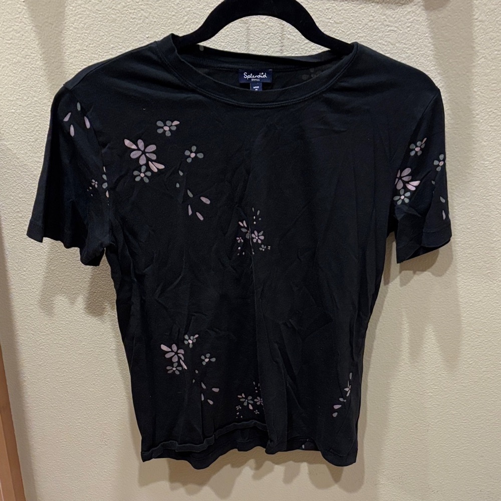 Splendid Black Floral Short Sleeve Tee - Picture 2 of 10